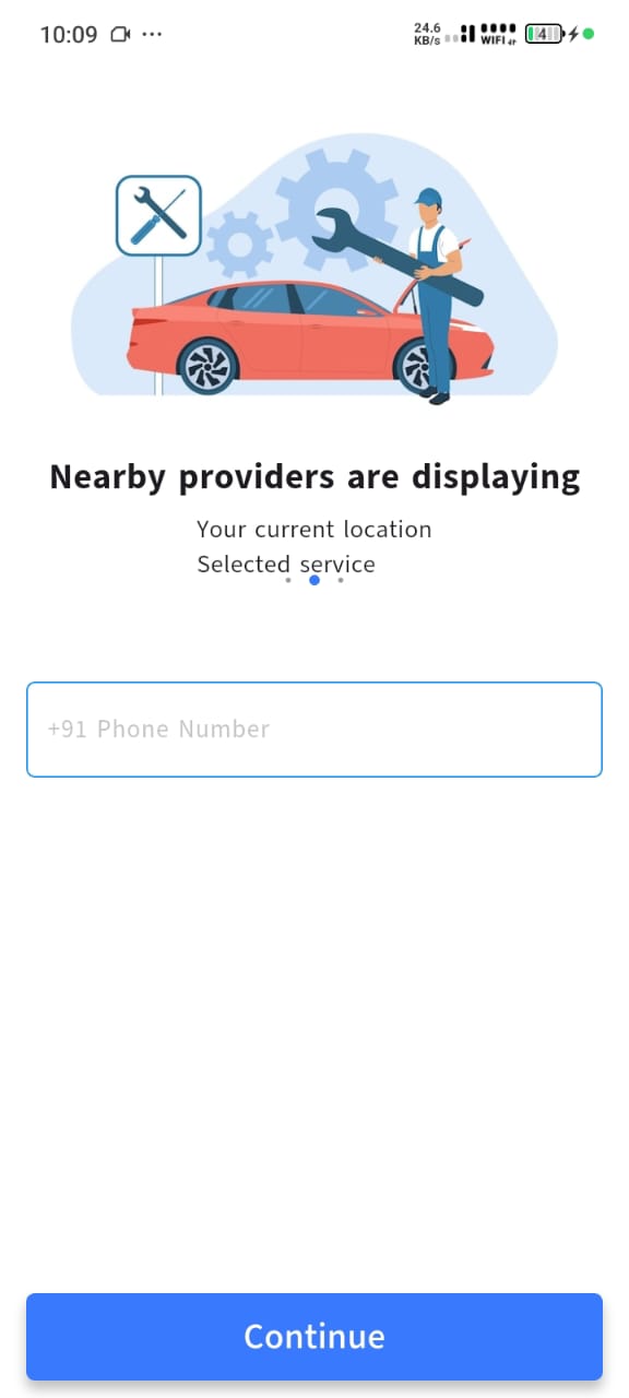 EWash Service Booking Screen
